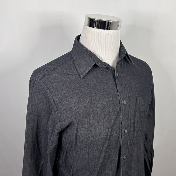 UNTUCKit Medium Chambray Shirt Dark Gray 100% Cotton Casual Button Front - Picture 1 of 5